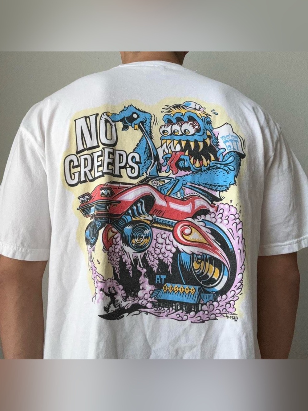 Bustys NO CREEPS Graphics White Tee Shirt